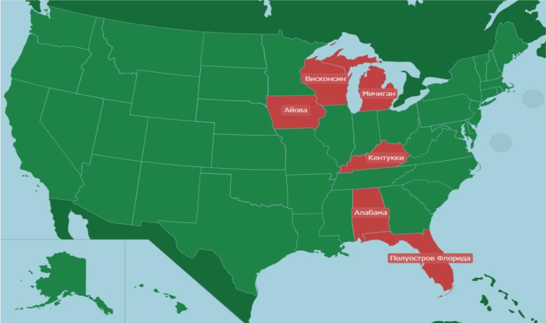 Штат мичиган на карте сша. Штат Мичиган. Компании США.