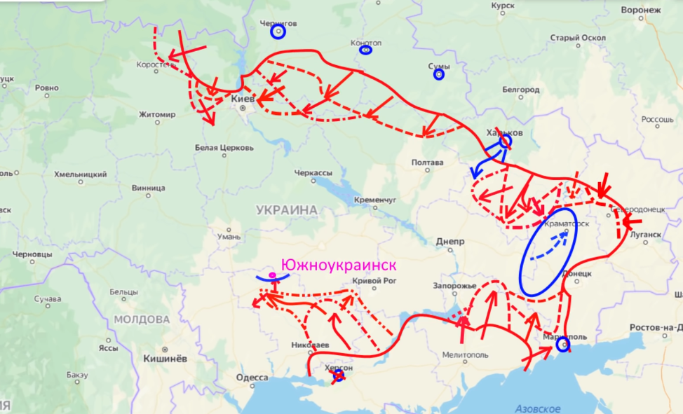 Карта боев 13 апреля